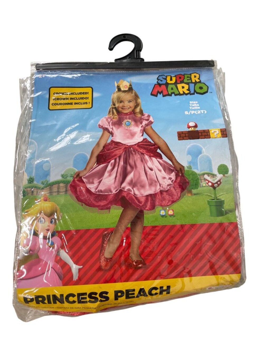 Disguise Super Mario Princess Peach Costume Size Small 2 Toddler Dress Crown NEW